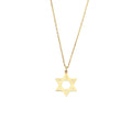14K Gold Star of David Necklace, Open Outline Jewish Star Pendant, Minimalist Faith Charm, Gift for Her