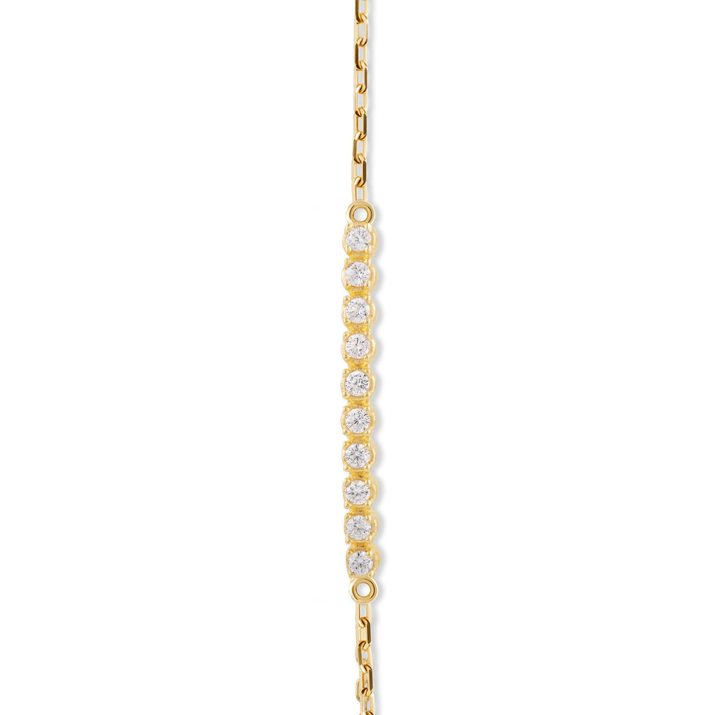 14K Gold Lab Diamond Bar Bracelet, Pave Sparkle Chain Bracelet, Delicate Everyday Bracelet, Minimalist Fine Jewelry