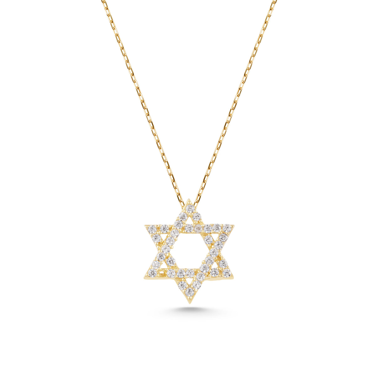 14K Gold Pave Star of David Necklace, Lab Diamond Jewish Star Pendant, Sparkling Statement Charm, Gift for Her