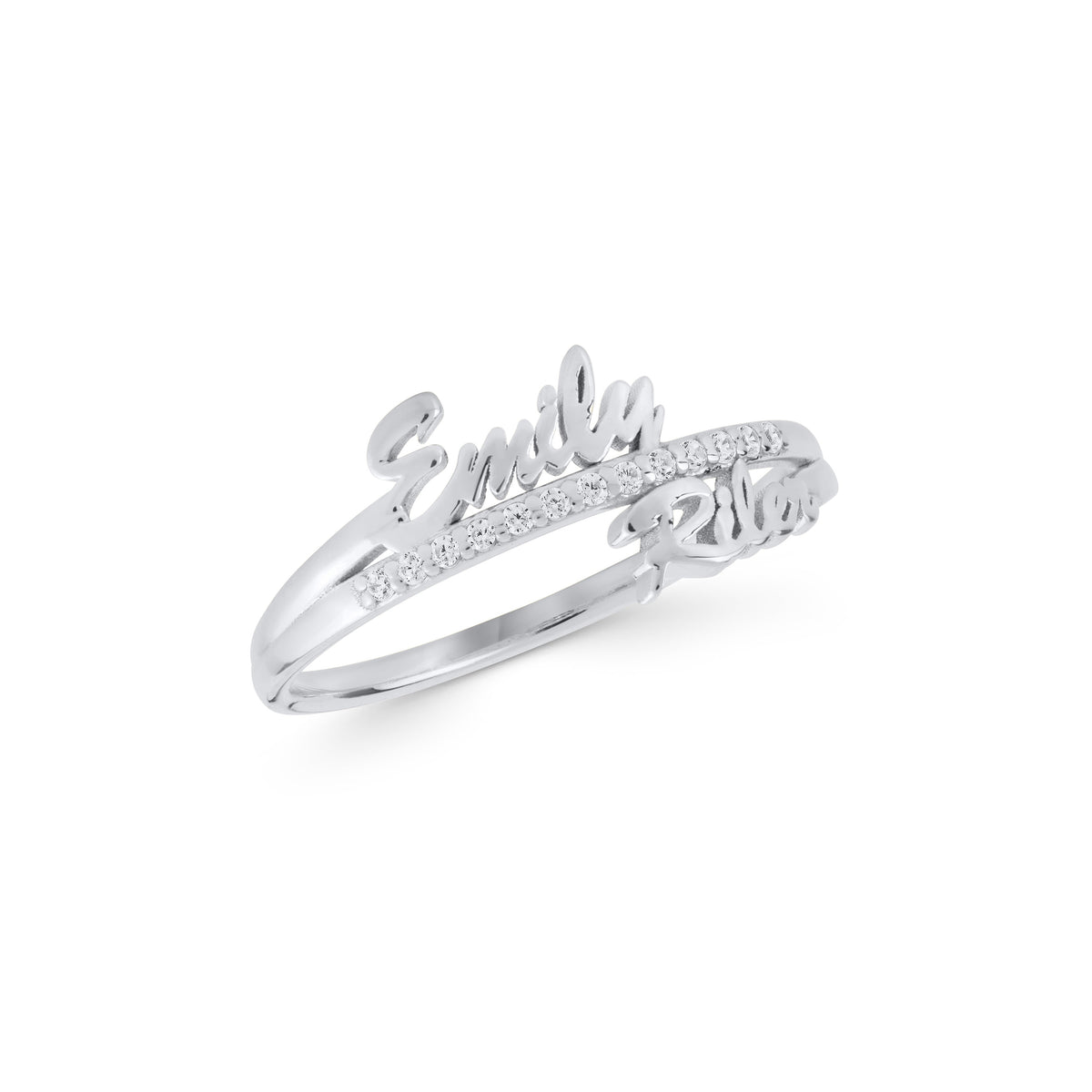 14K Gold Double Name Ring, Personalized Two Name Ring, Custom Script Name Ring with Lab Diamonds, Gift for Her