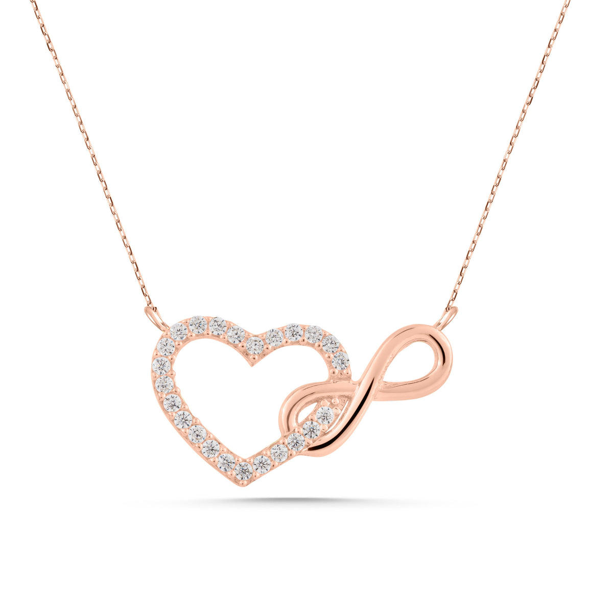 14K Gold Lab Diamond Infinity Heart Necklace, Pave Heart Infinity Pendant, Eternal Love Charm, Gift for Her
