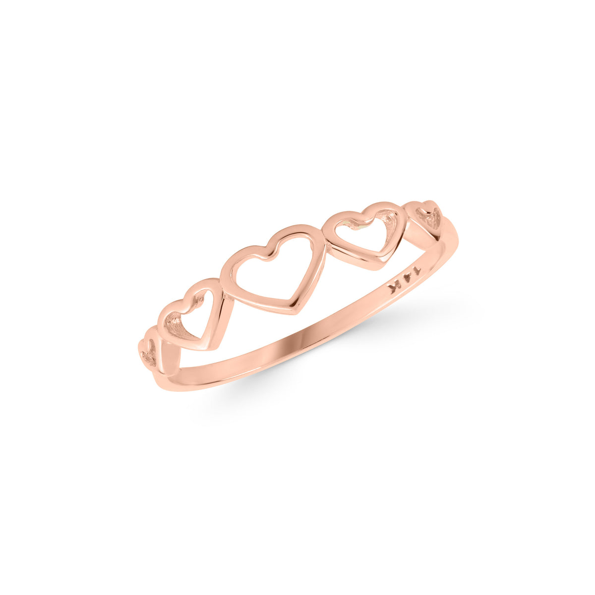 14K Gold Open Heart Ring, Heart Eternity Band, Romantic Stacking Ring, Dainty Love Ring, Gift for Her