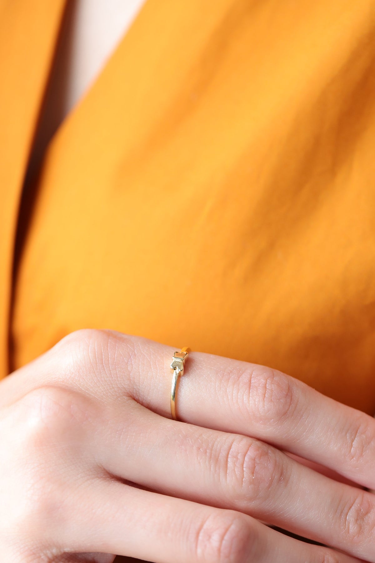 14K Gold Butterfly Ring, Minimalist Solid Band, Dainty Everyday Ring, Simple Stacking Ring, Gift for Her