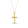 14K Gold Crucifix Necklace, INRI Jesus Cross Pendant, Traditional Catholic Charm, Faith Gift for Her
