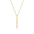 14K Gold Vertical Bar Necklace, Diamond Accent Drop Pendant, Minimalist Stick Charm, Gift for Her