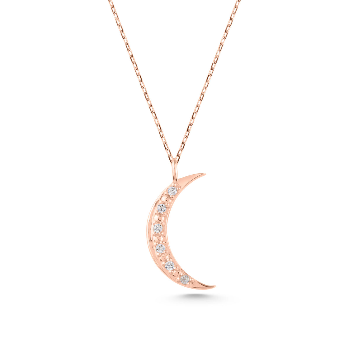 14K Gold Crescent Moon Necklace, Lab Diamond Pave Moon Pendant, Celestial Charm, Dainty Gift for Her