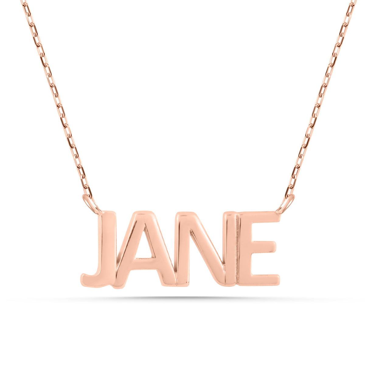 14K Gold Custom Name Necklace, Solid Block Letter Nameplate, Personalized Bold Name Charm, Gift for Her