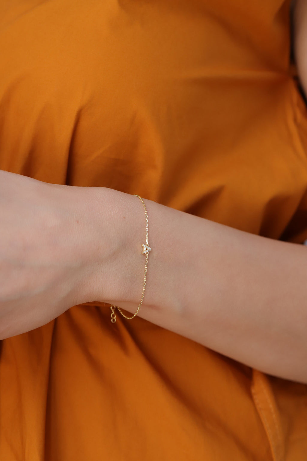 14K Gold Initial Letter Bracelet, Pave Lab Diamond Custom Letter Chain Bracelet, Personalized Alphabet Bracelet A-Z, Gift for Her