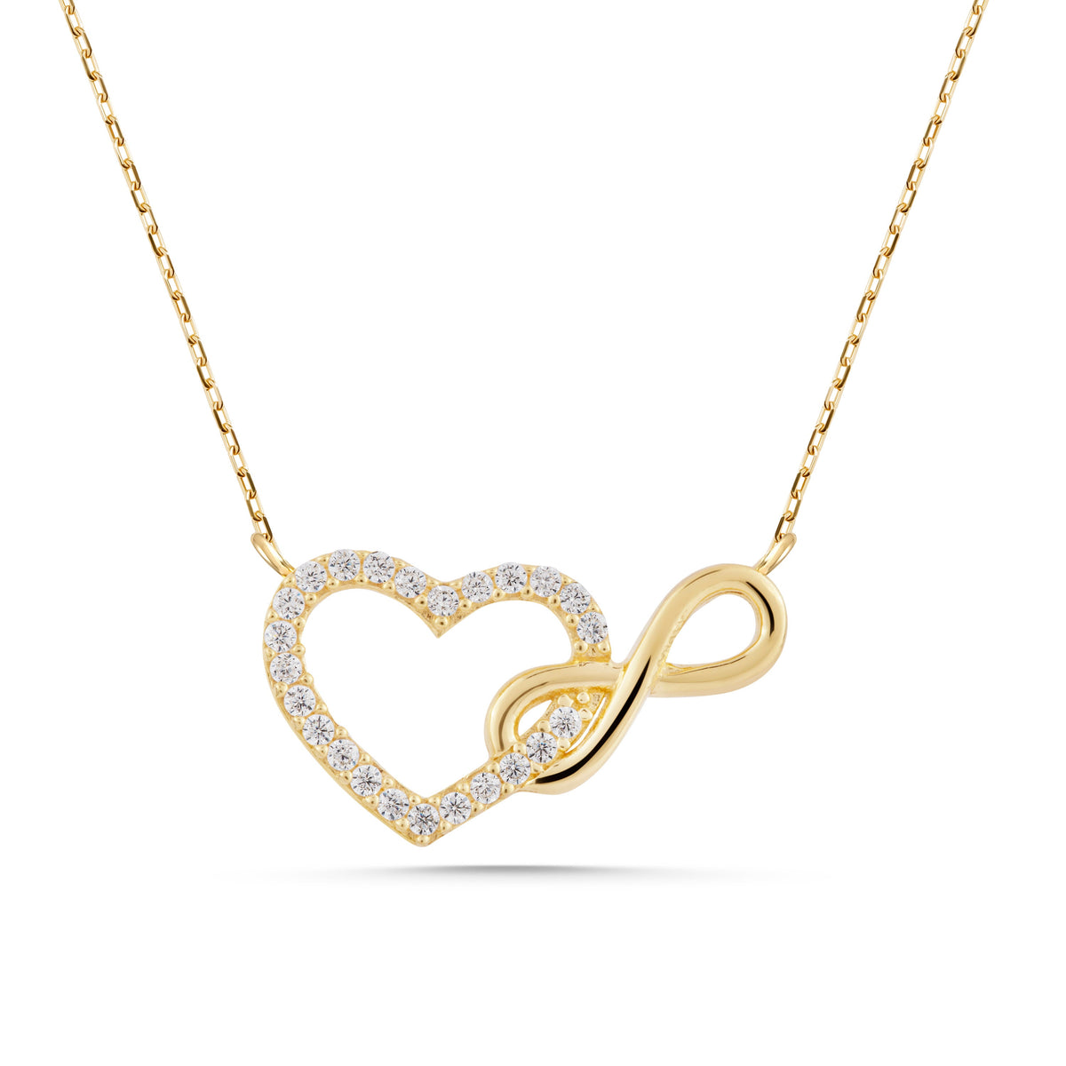 14K Gold Lab Diamond Infinity Heart Necklace, Pave Heart Infinity Pendant, Eternal Love Charm, Gift for Her