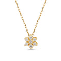 14K Gold Lab Diamond Flower Necklace, Cluster Flower Pendant, Delicate Floral Charm, Gift for Her