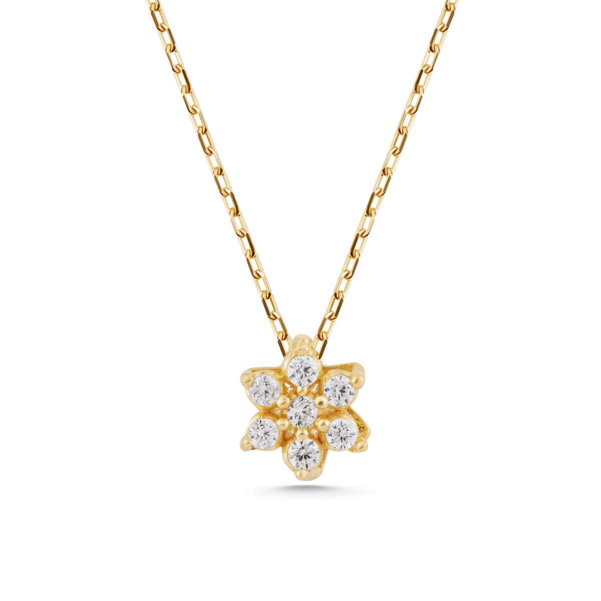 14K Gold Lab Diamond Flower Necklace, Cluster Flower Pendant, Delicate Floral Charm, Gift for Her