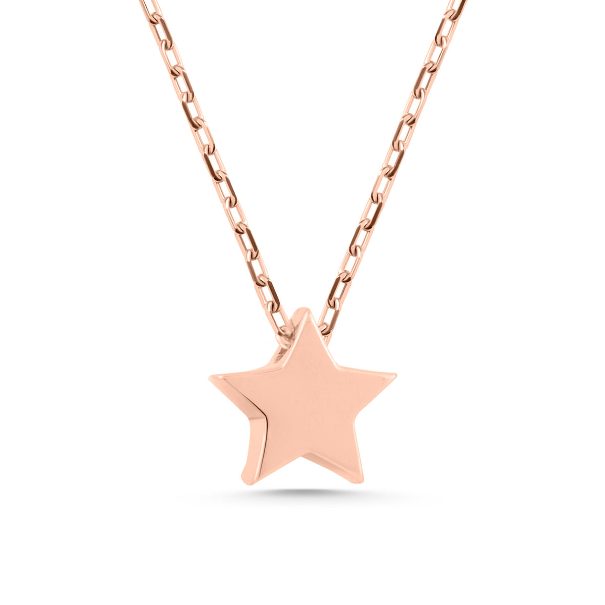 14K Gold Star Necklace, Solid Gold Puffy Star Pendant, Minimalist Star Charm, Gift for Her