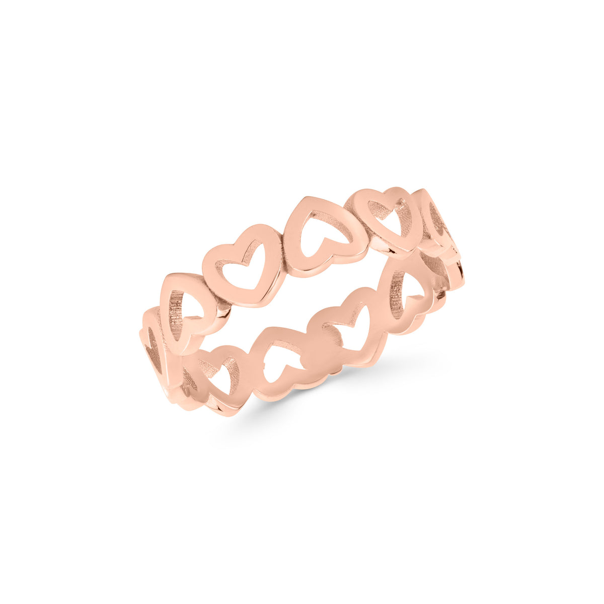 14K Gold Heart Eternity Ring, Bold Open Heart Band, Wide Heart Stacking Ring, Romantic Statement Ring, Gift for Her
