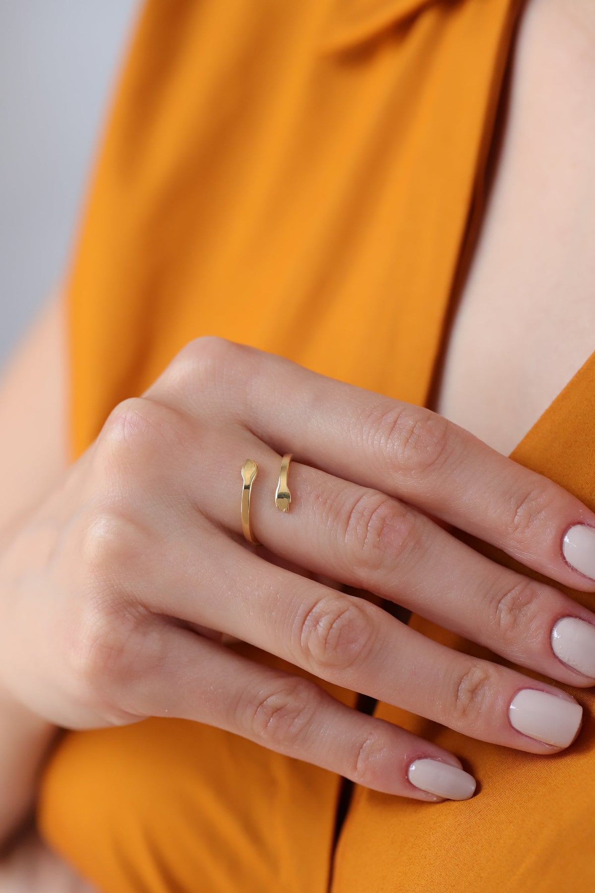 14K Gold Hug Ring, Self Love Hands Wrap Ring, Embrace Open Ring, Sculptural Statement Ring, Gift for Her