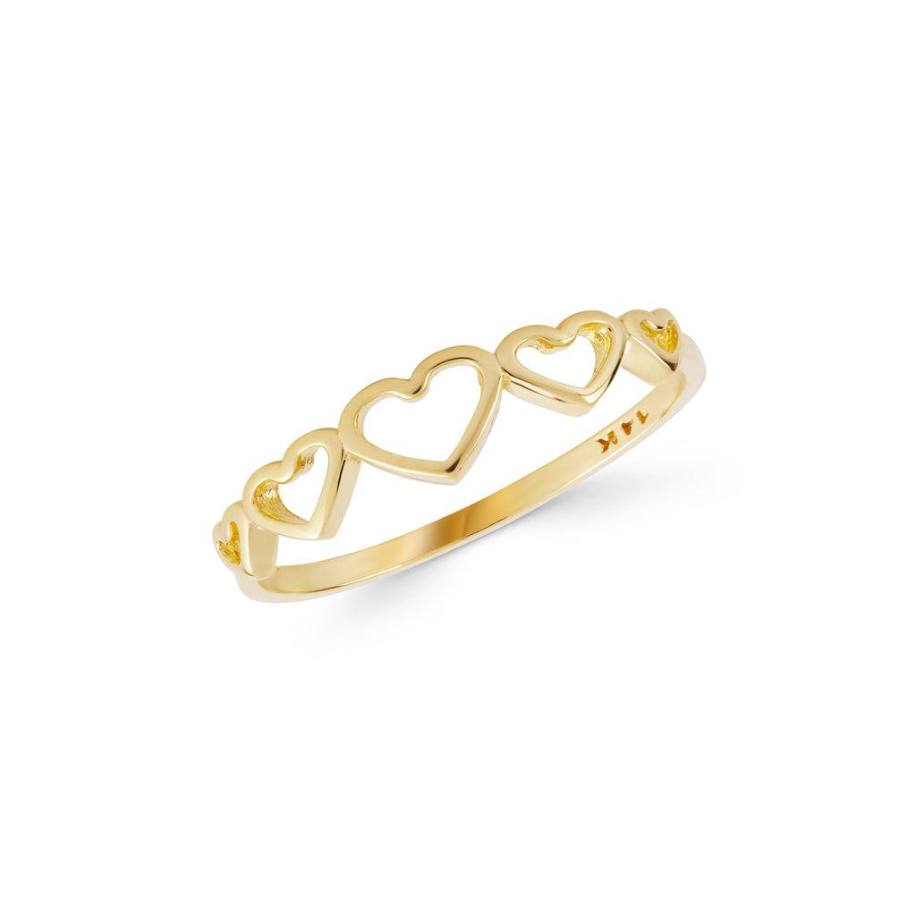 14K Gold Open Heart Ring, Heart Eternity Band, Romantic Stacking Ring, Dainty Love Ring, Gift for Her
