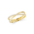 14K Gold Crossover Ring, Pave Lab Diamond X Ring, Criss Cross Band, Double Band Sparkle Ring, Gift for Her