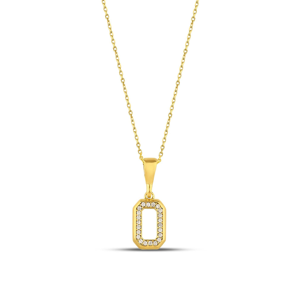 14K Gold Lab Diamond Octagon Necklace, Open Frame Emerald Cut Pendant, Sparkling Geometric Charm, Gift for Her