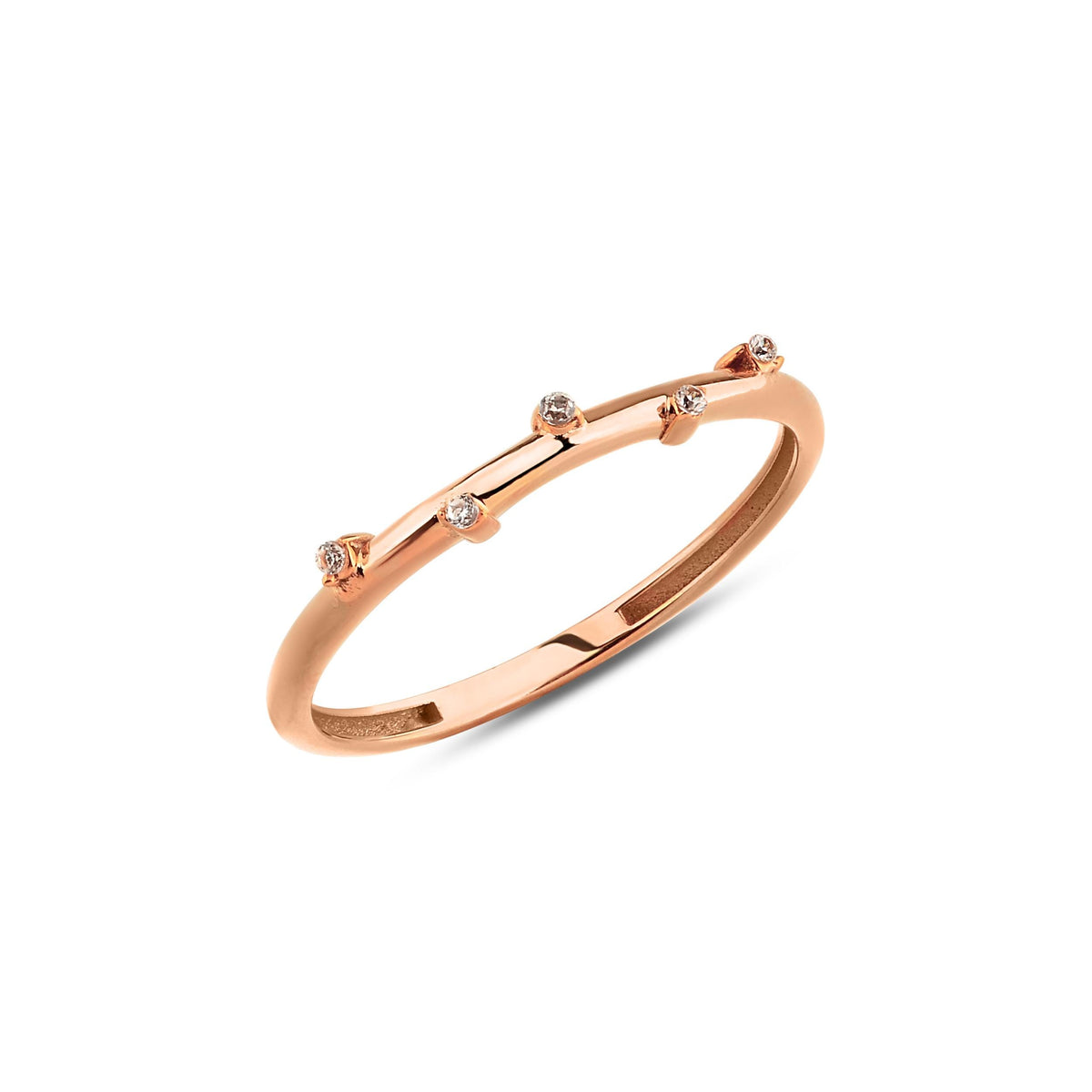 14K Gold Star Dust Ring, Scattered Lab Diamond Band, Celestial Stacking Ring, Minimalist Sparkle Ring, Gift for Her
