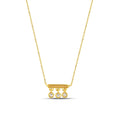14K Gold Bar Necklace with Lab Diamond Drops, Triple Dangle Diamond Charm, Modern Bezel Set Pendant, Gift for Her
