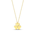 14K Gold Four Leaf Clover Necklace, Diamond Center Clover Pendant, Puffy Petal Charm, Lucky Gift for Her