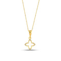 14K Gold Open Clover Necklace, Lab Diamond Accent Four Petal Pendant, Delicate Floral Charm, Gift for Her