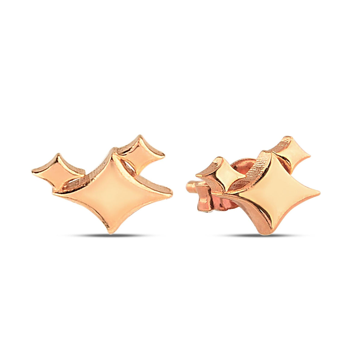 14K Gold Star Stud Earrings, Double Sparkle Compass Earrings, Celestial Statement Studs, Modern Everyday Jewelry, Gift for Her