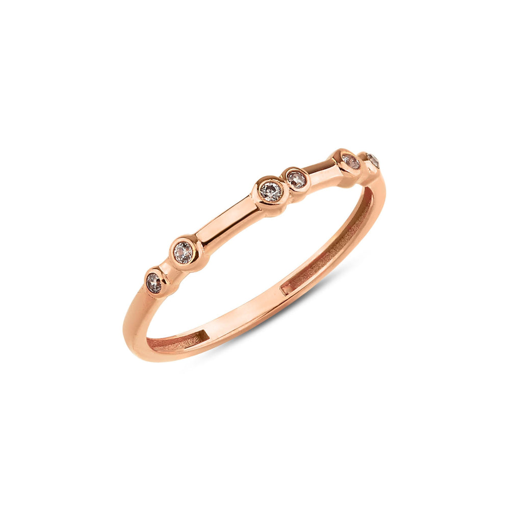 14K Gold Bar Bezel Ring, Segmented Lab Diamond Stacking Ring, Architectural Sparkle Ring, Modern Minimalist Ring, Gift for Her