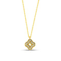 14K Gold Lab Diamond Clover Necklace, Open Center Quatrefoil Pendant, Sparkling Clover Charm, Gift for Her