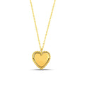 14K Gold Beaded Heart Necklace, Polished Heart with Beaded Frame Pendant, Classic Charm, Gift for Her