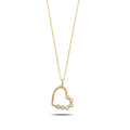 14K Gold Open Heart Necklace, CZ Bezel Set Heart Pendant, Sideways Heart Charm, Gift for Her