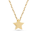 14K Gold Star Necklace, Solid Gold Puffy Star Pendant, Minimalist Star Charm, Gift for Her