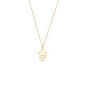 14K Gold Hamsa Necklace, Open Outline Evil Eye Hand Pendant, Minimalist Protection Charm, Gift for Her