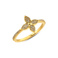 14K Gold Pave Flower Ring, Lab Diamond Clover Statement Ring, Sparkling Petal Ring, Floral Stacking Ring, Gift for Her