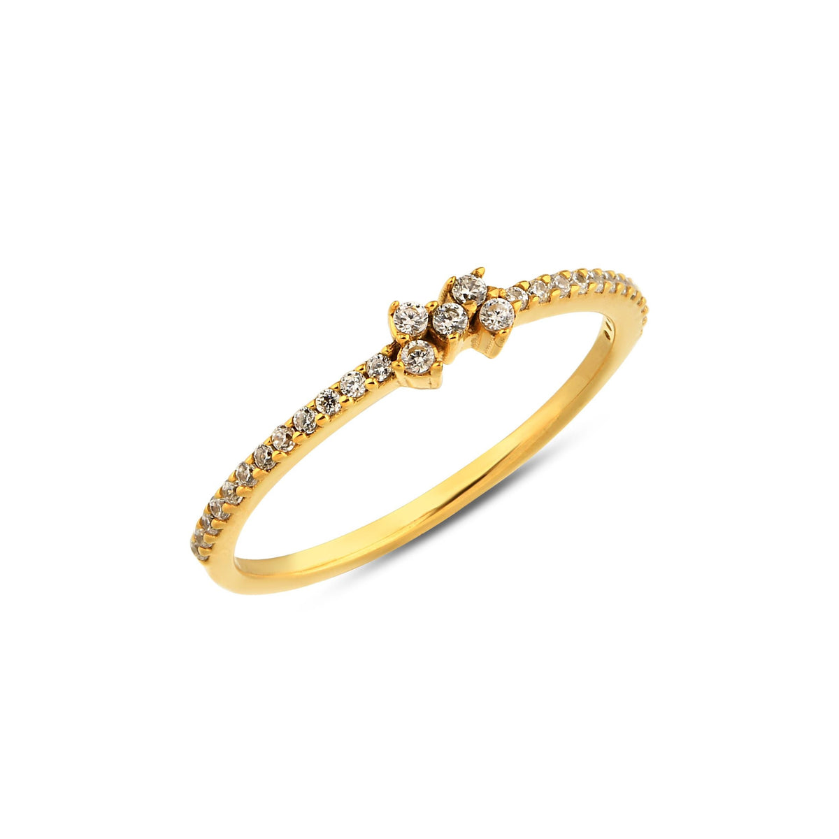 14K Gold Lab Diamond Cluster Ring, Pave Band Stacking Ring, Dainty Sparkle Ring, Delicate Statement Ring, Gift for Her