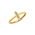 14K Gold Baguette Lab Diamond Ring, Art Deco Bar Stacking Ring, Vertical Diamond Ring, Vintage Style Ring, Gift for Her