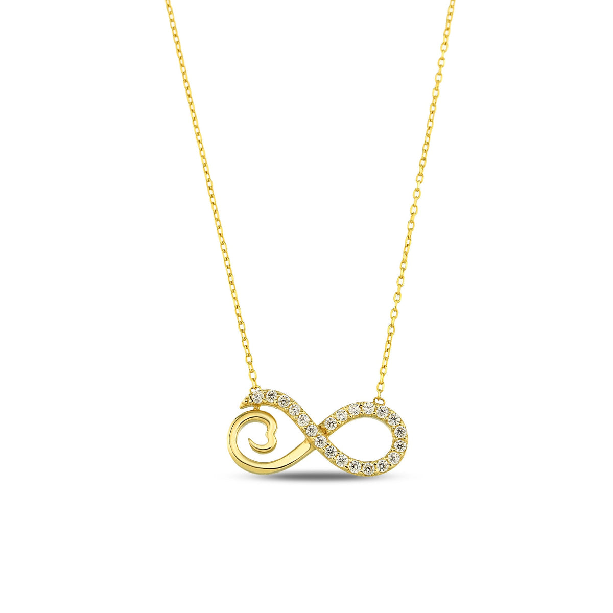 14K Gold Pave Infinity Heart Necklace, Lab Diamond Infinity Love Pendant, Eternal Love Charm, Gift for Her