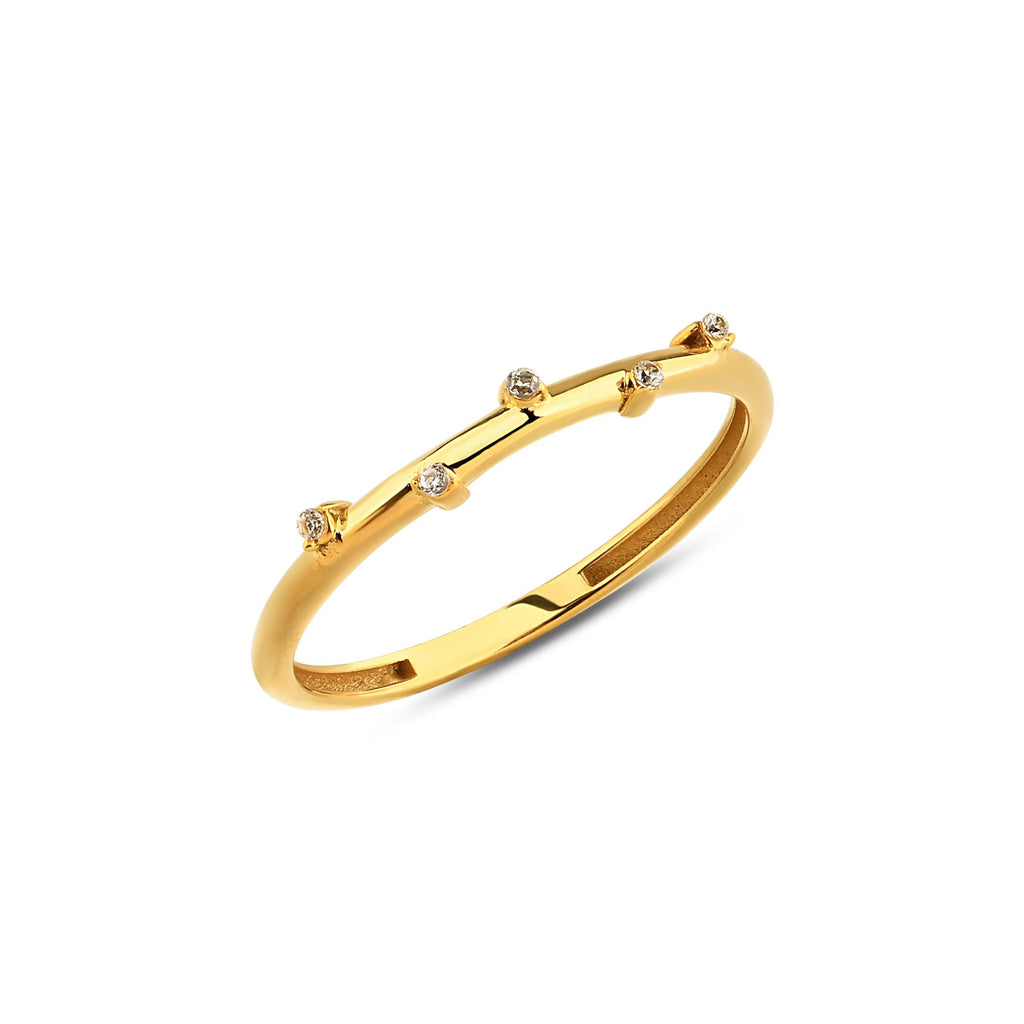 14K Gold Star Dust Ring, Scattered Lab Diamond Band, Celestial Stacking Ring, Minimalist Sparkle Ring, Gift for Her