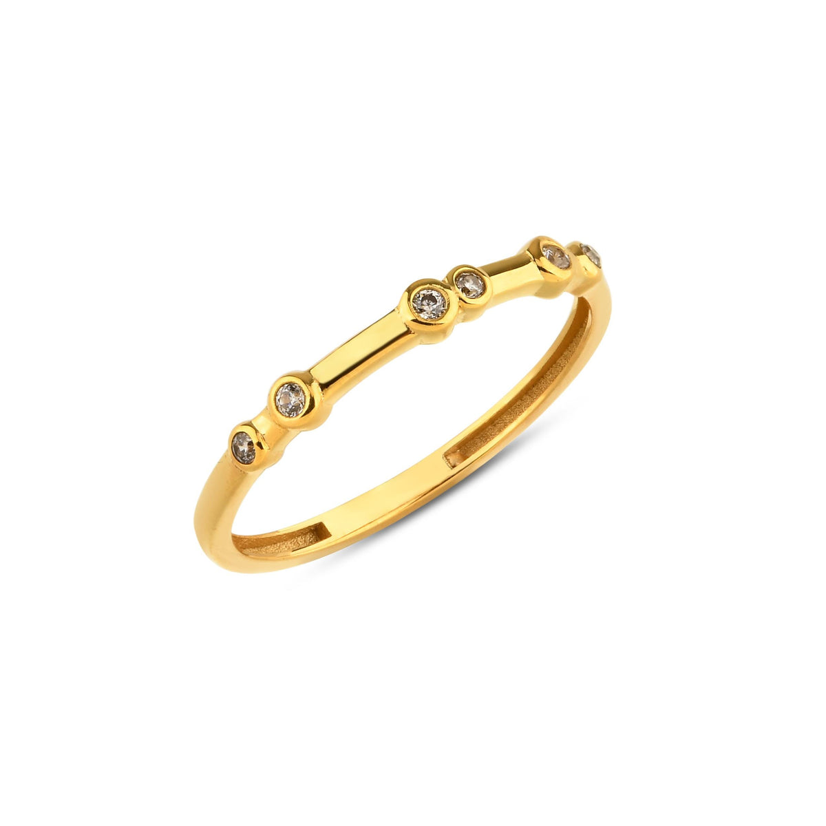 14K Gold Bar Bezel Ring, Segmented Lab Diamond Stacking Ring, Architectural Sparkle Ring, Modern Minimalist Ring, Gift for Her