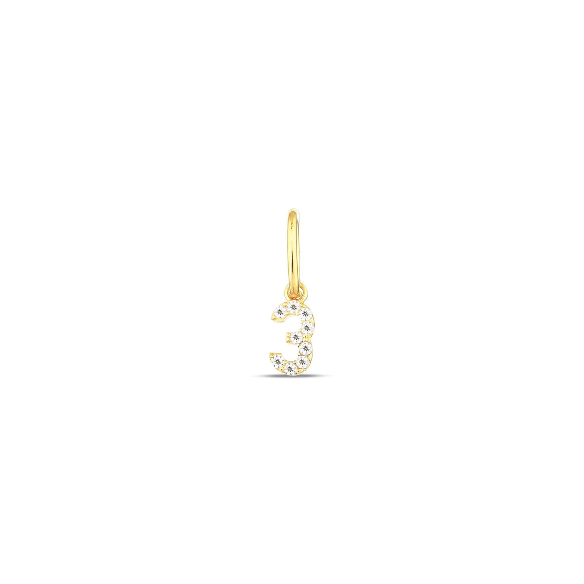 14K Gold Lab Diamond Number Charm, Pave Digit Pendant, Personalized Number Charm 0-9, Custom Numeral Jewelry, Gift for Her