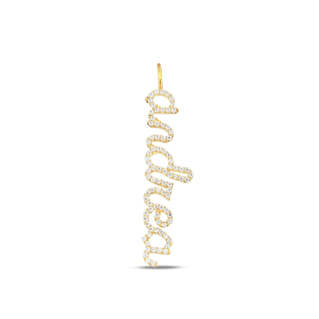 Personalized Script Letter Necklace - 10K 14K Solid Gold Lab Diamond Name Charm