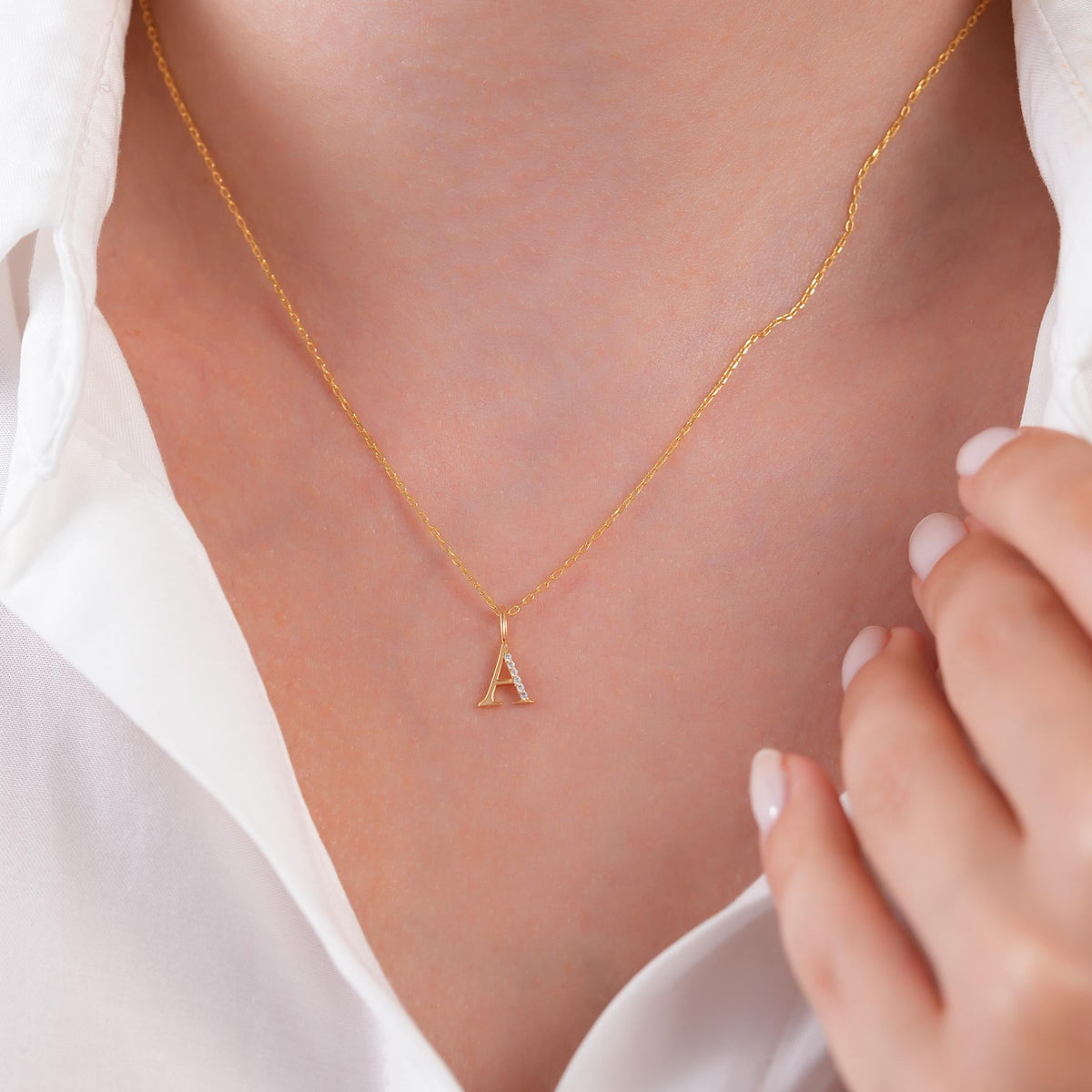 14K Gold Letter Charm with Lab Diamond Accent, Half Pave Initial Pendant, Personalized Alphabet Charm A-Z, Modern Letter Jewelry