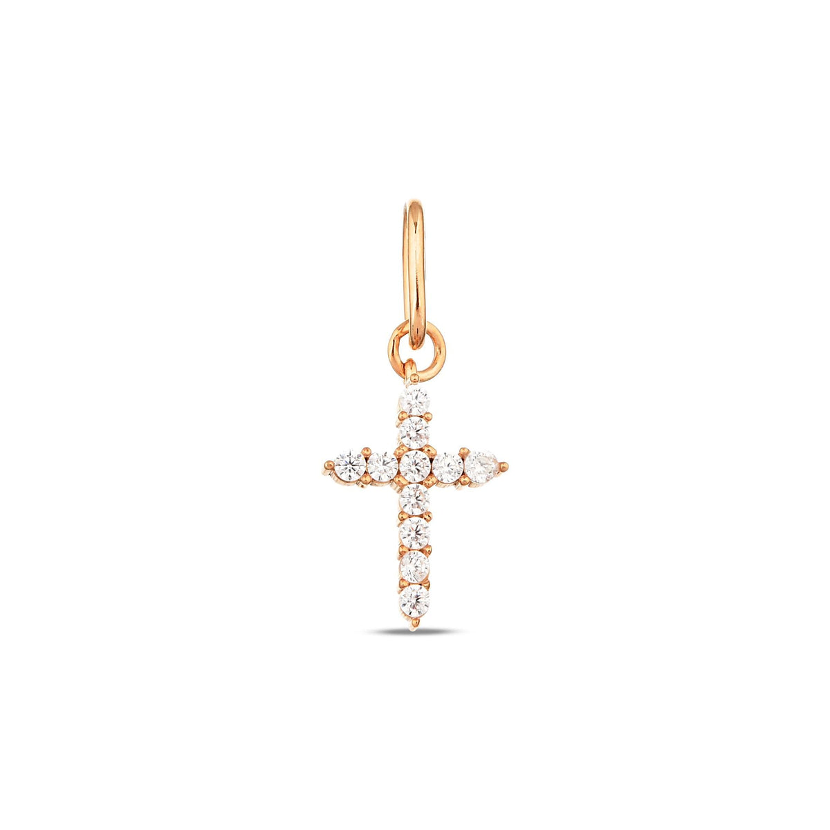 14K Gold Lab Diamond Cross Charm, Prong Set Sparkling Cross Pendant, Bold Faith Jewelry, Statement Christian Charm, Gift for Her