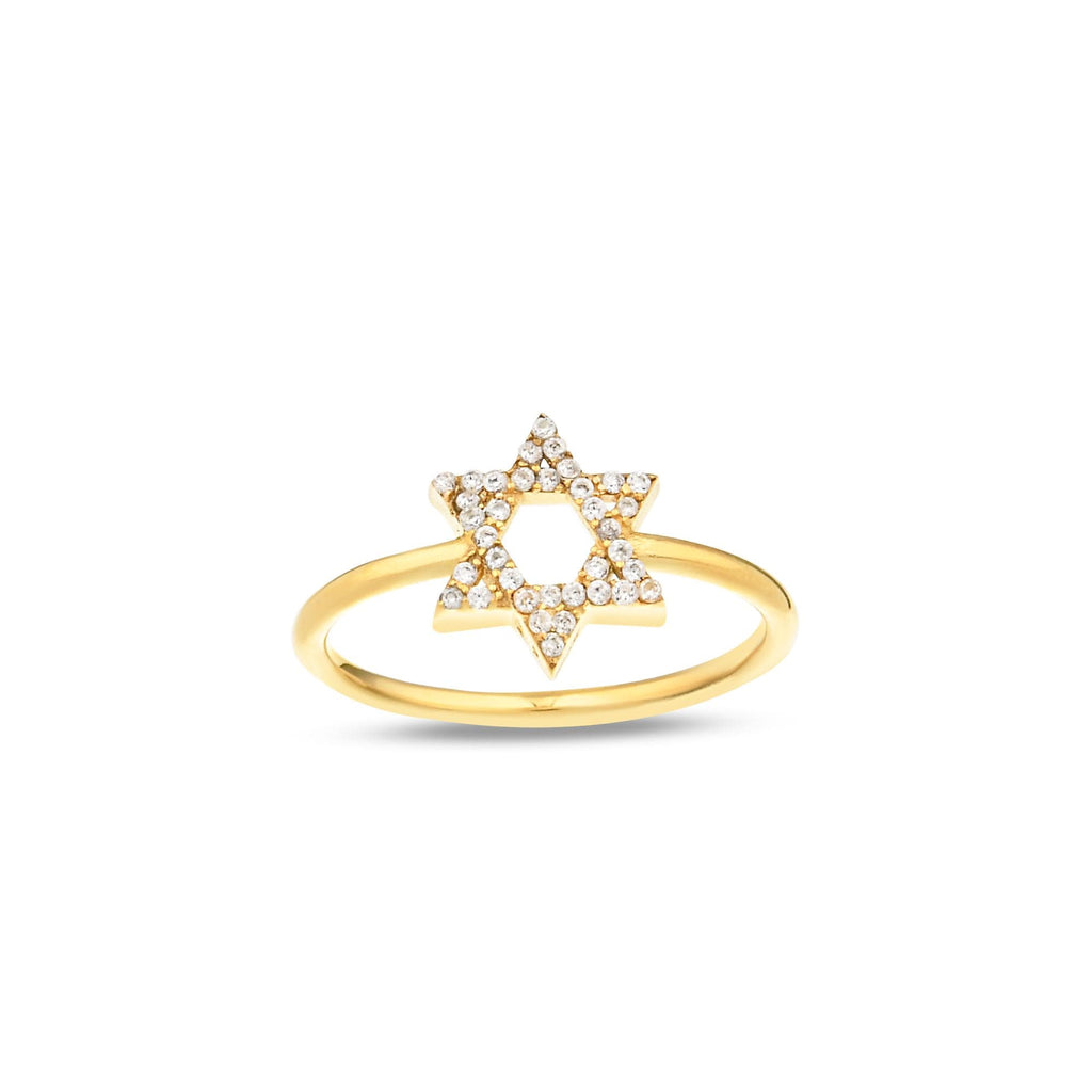 14K Gold Star of David Ring, Pave Lab Diamond Jewish Star Ring, Sparkling Faith Ring, Jewish Jewelry, Gift for Her