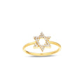 14K Gold Star of David Ring, Pave Lab Diamond Jewish Star Ring, Sparkling Faith Ring, Jewish Jewelry, Gift for Her