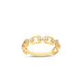 14K Gold Pave Chain Link Ring, Lab Diamond Paperclip Ring, Sparkling Link Stacking Ring, Modern Statement Ring, Gift for Her