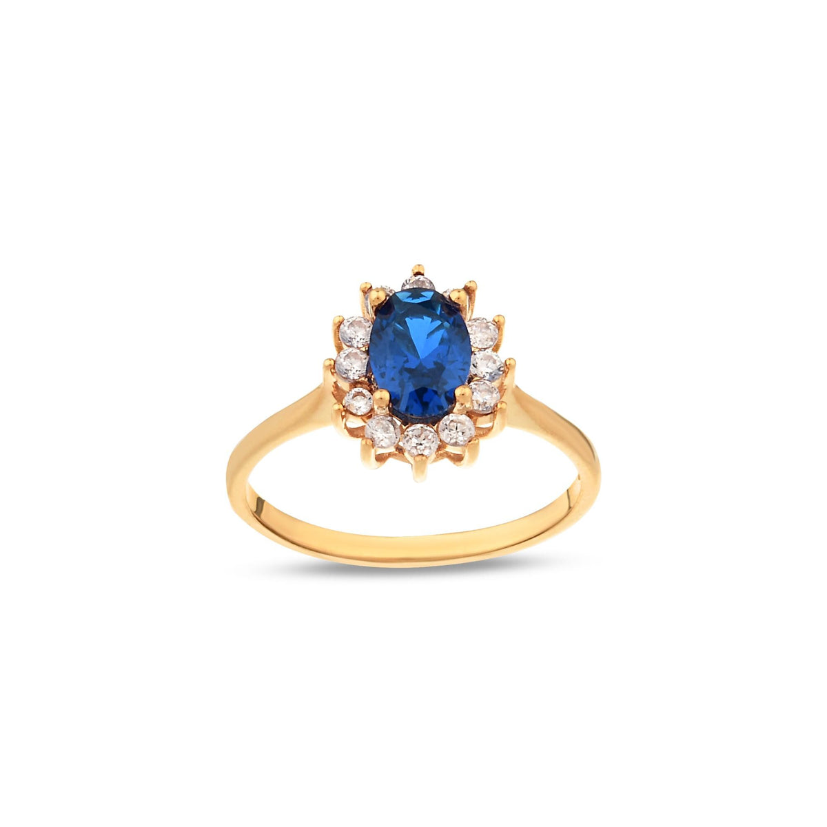 14K Gold Sapphire Halo Ring, Oval Blue Stone Lab Diamond Ring, Vintage Princess Style Ring, Statement Engagement Ring, Gift for Her