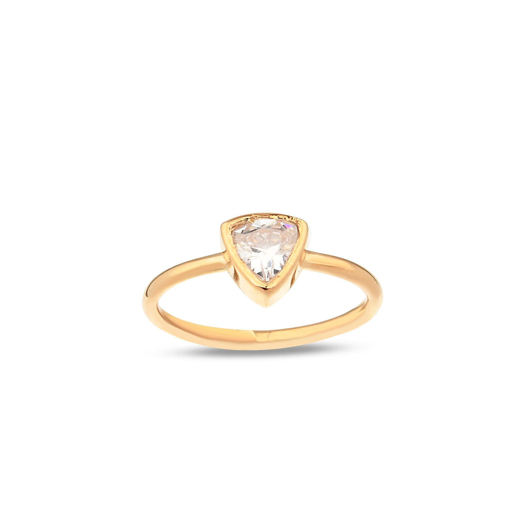 14K Gold Trillion Cut Birthstone Ring, Triangle Bezel Ring, Custom Color Gemstone Ring, Unique Solitaire, Gift for Her