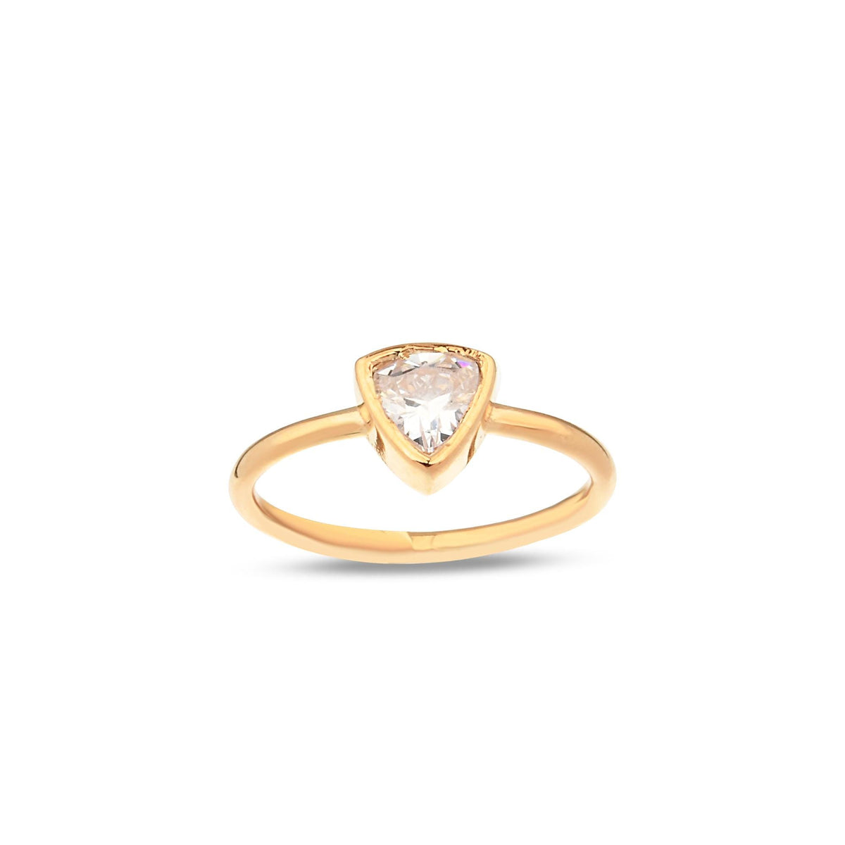 14K Gold Trillion Cut Birthstone Ring, Triangle Bezel Ring, Custom Color Gemstone Ring, Unique Solitaire, Gift for Her