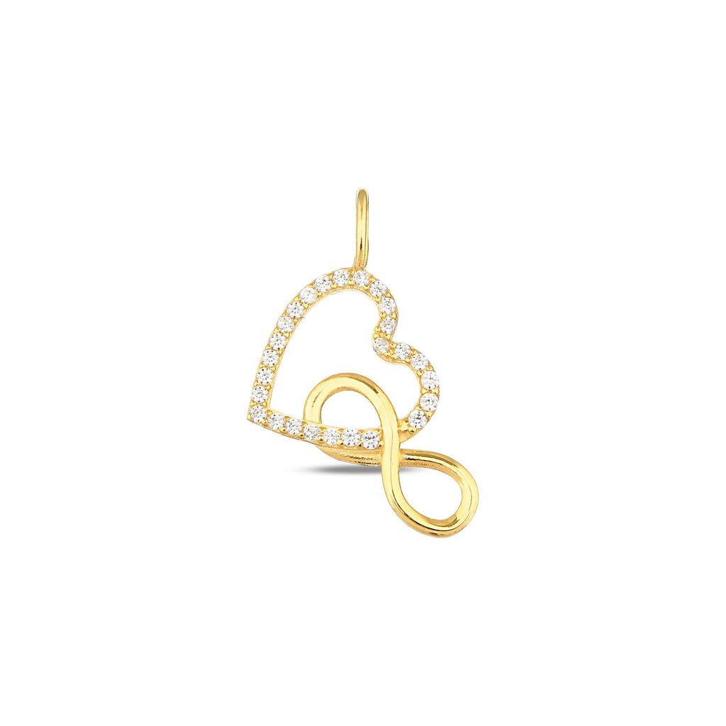 14K Gold Heart Infinity Charm, Pave Lab Diamond Love Pendant, Eternal Love Symbol Charm, Romantic Layering Jewelry, Gift for Her