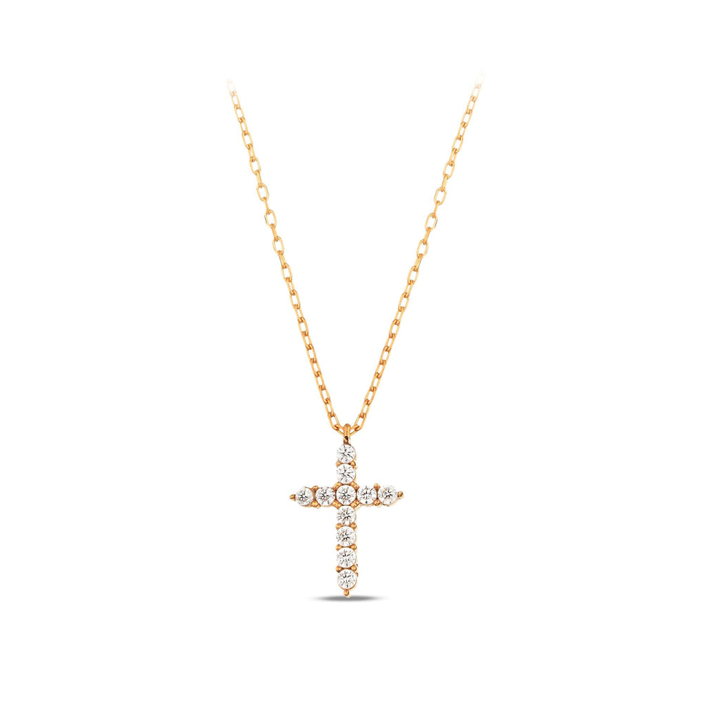 14K Gold Lab Diamond Cross Necklace, Pave Cross Pendant, Confirmation Baptism Gift, Christian Jewelry for Her